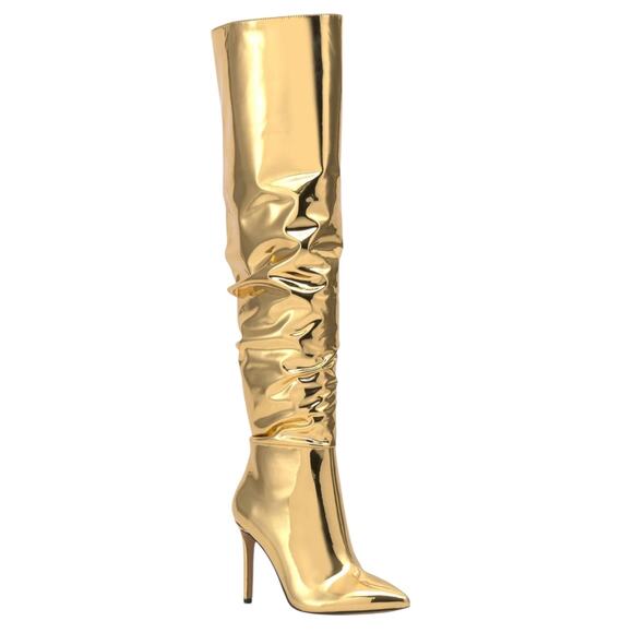 INC Women's Iyonna Over The Knee Slouch Boots Gold Size 6 - Picture 1 of 3